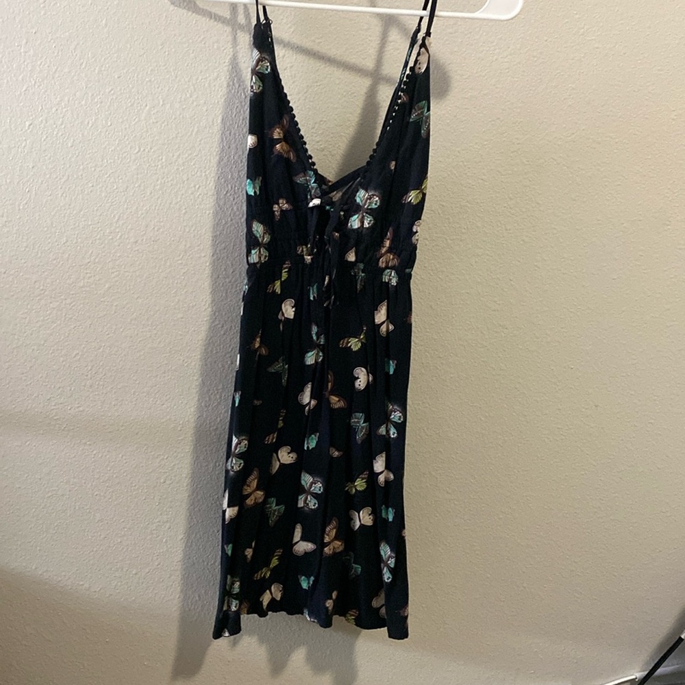 Black butterfly tank top dress